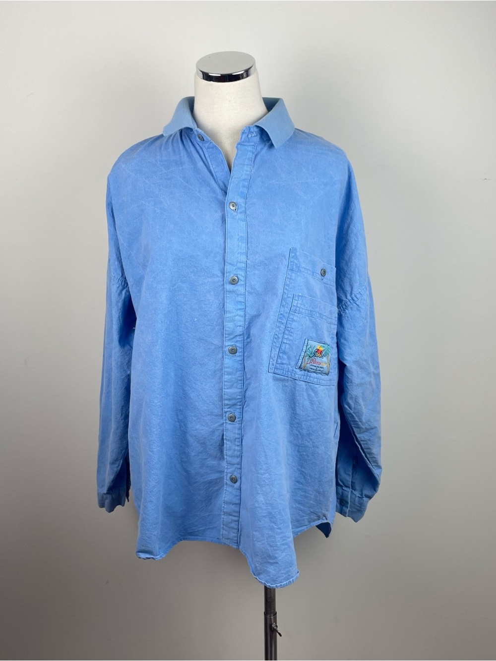 Hobie Light Blue Collared Button Down Alternative Tropical Shirt Men Large